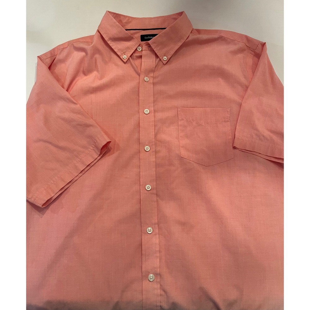 Croft & Barrow Men's Easy Care Short Sleeve Button Up Shirt Pink Size XL